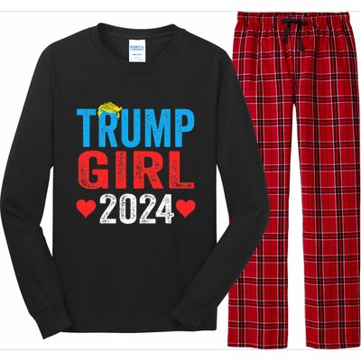 Trump Girl 2024 S Cute Trump Flag Long Sleeve Pajama Set