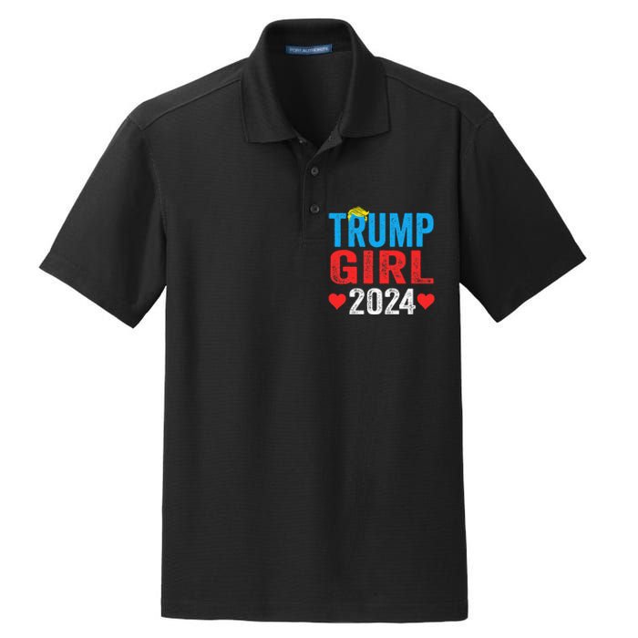 Trump Girl 2024 S Cute Trump Flag Dry Zone Grid Polo