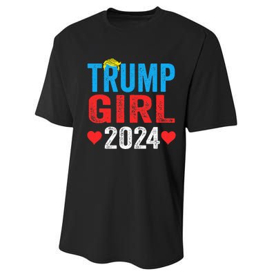 Trump Girl 2024 S Cute Trump Flag Performance Sprint T-Shirt