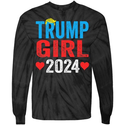 Trump Girl 2024 S Cute Trump Flag Tie-Dye Long Sleeve Shirt