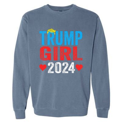 Trump Girl 2024 S Cute Trump Flag Garment-Dyed Sweatshirt