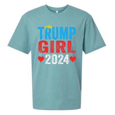 Trump Girl 2024 S Cute Trump Flag Sueded Cloud Jersey T-Shirt