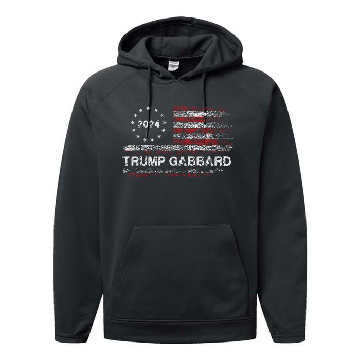 Trump Gabbard 2024 Us Flag Trump 24 Conservative Election Performance Fleece Hoodie