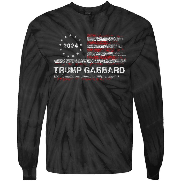 Trump Gabbard 2024 Us Flag Trump 24 Conservative Election Tie-Dye Long Sleeve Shirt