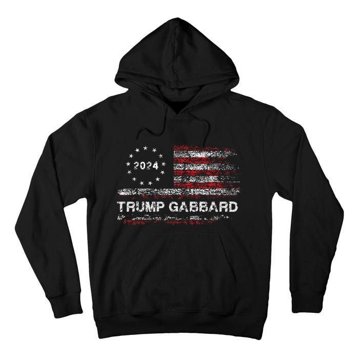 Trump Gabbard 2024 Us Flag Trump 24 Conservative Election Tall Hoodie