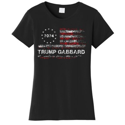 Trump Gabbard 2024 Us Flag Trump 24 Conservative Election Women's T-Shirt