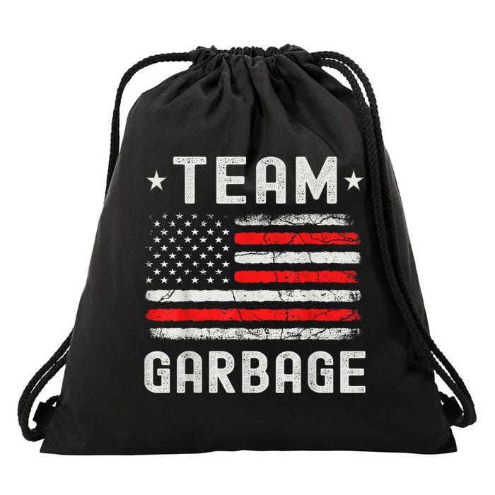 Team Garbage 2024 American Flag Drawstring Bag