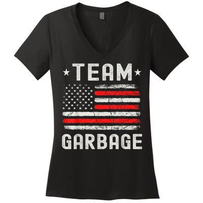 Team Garbage 2024 American Flag Women's V-Neck T-Shirt