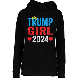 Trump Girl 2024 Shirts Cute Trump Flag Womens Funnel Neck Pullover Hood