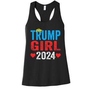 Trump Girl 2024 Shirts Cute Trump Flag Women's Racerback Tank