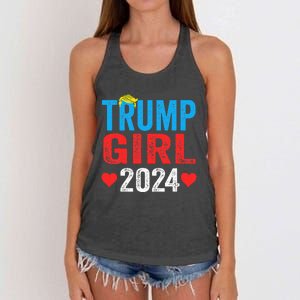 Trump Girl 2024 Shirts Cute Trump Flag Women's Knotted Racerback Tank