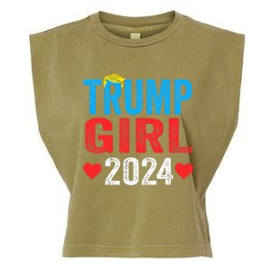 Trump Girl 2024 Shirts Cute Trump Flag Garment-Dyed Women's Muscle Tee