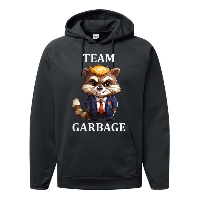 Team Garbage 2024 Racoon Donald Trump Maga Performance Fleece Hoodie