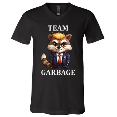 Team Garbage 2024 Racoon Donald Trump Maga V-Neck T-Shirt