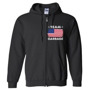 Team Garbage 2024 American Usa Flag Full Zip Hoodie