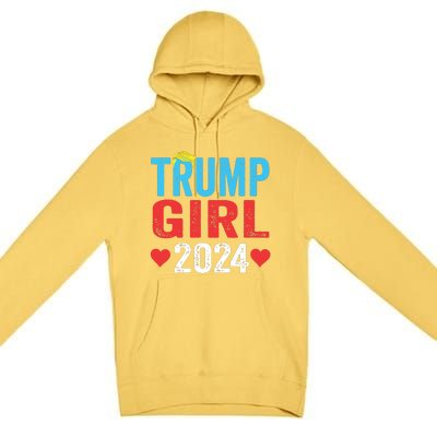 Trump Girl 2024 Shirts Cute Trump Flag Girls Kids Premium Pullover Hoodie