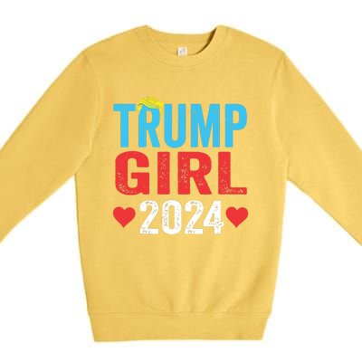 Trump Girl 2024 Shirts Cute Trump Flag Girls Kids Premium Crewneck Sweatshirt