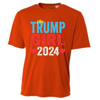 Trump Girl 2024 Shirts Cute Trump Flag Girls Kids Cooling Performance Crew T-Shirt