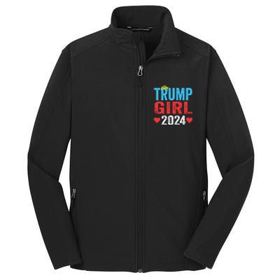 Trump Girl 2024 Shirts Cute Trump Flag Girls Kids Core Soft Shell Jacket