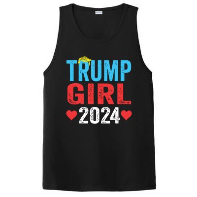 Trump Girl 2024 Shirts Cute Trump Flag Girls Kids PosiCharge Competitor Tank