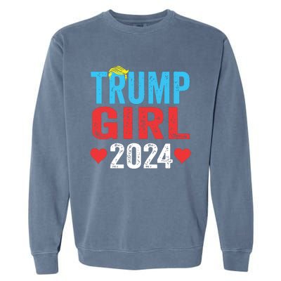 Trump Girl 2024 Shirts Cute Trump Flag Girls Kids Garment-Dyed Sweatshirt