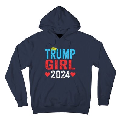 Trump Girl 2024 Shirts Cute Trump Flag Girls Kids Hoodie