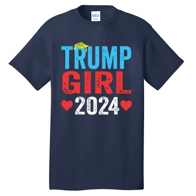 Trump Girl 2024 Shirts Cute Trump Flag Girls Kids Tall T-Shirt