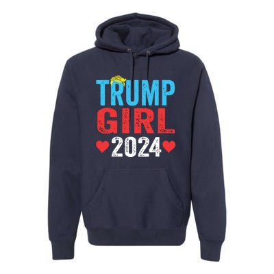 Trump Girl 2024 Shirts Cute Trump Flag Girls Kids Premium Hoodie