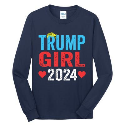 Trump Girl 2024 Shirts Cute Trump Flag Girls Kids Tall Long Sleeve T-Shirt