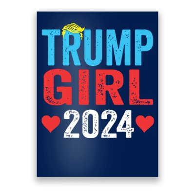 Trump Girl 2024 Shirts Cute Trump Flag Girls Kids Poster