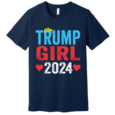 Trump Girl 2024 Shirts Cute Trump Flag Girls Kids Premium T-Shirt