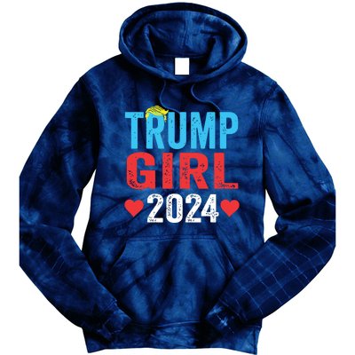 Trump Girl 2024 Shirts Cute Trump Flag Girls Kids Tie Dye Hoodie