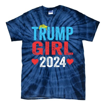 Trump Girl 2024 Shirts Cute Trump Flag Girls Kids Tie-Dye T-Shirt