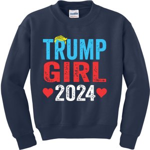 Trump Girl 2024 Shirts Cute Trump Flag Girls Kids Kids Sweatshirt