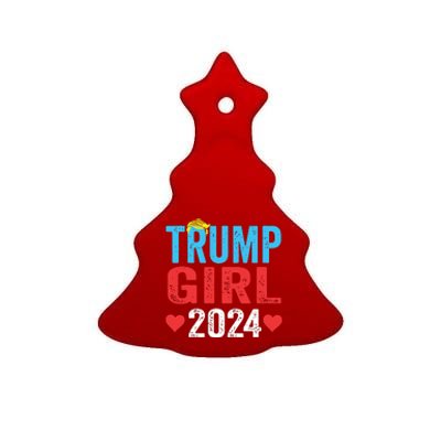 Trump Girl 2024 Shirts Cute Trump Flag Girls Kids Ceramic Tree Ornament