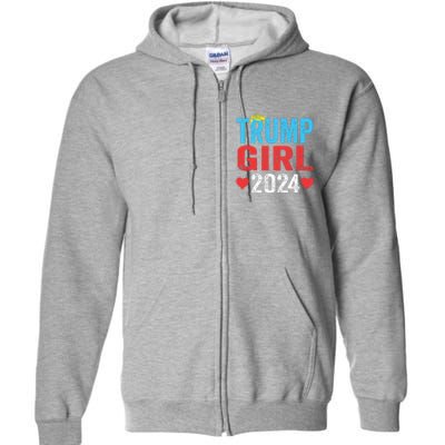 Trump Girl 2024 Shirts Cute Trump Flag Girls Kids Full Zip Hoodie