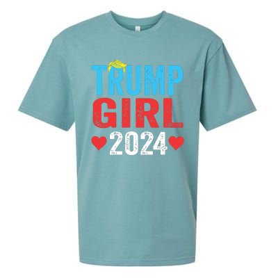 Trump Girl 2024 Shirts Cute Trump Flag Girls Kids Sueded Cloud Jersey T-Shirt