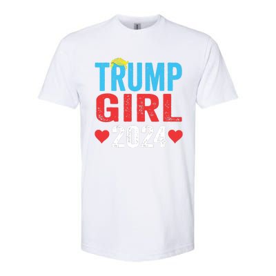 Trump Girl 2024 Shirts Cute Trump Flag Girls Kids Softstyle® CVC T-Shirt