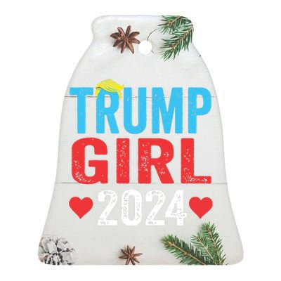 Trump Girl 2024 Shirts Cute Trump Flag Girls Kids Ceramic Bell Ornament