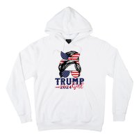 Trump Girl 2024 Messy Bun American Flag Trump 2024 Election Hoodie