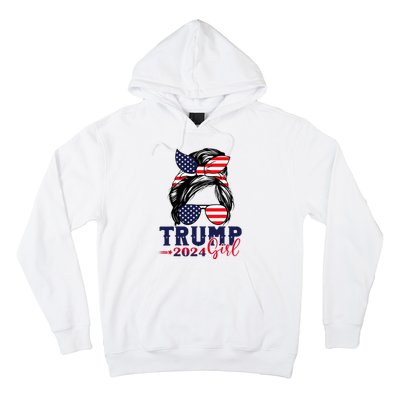 Trump Girl 2024 Messy Bun American Flag Trump 2024 Election Hoodie