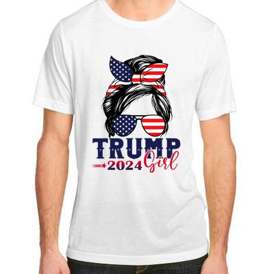 Trump Girl 2024 Messy Bun American Flag Trump 2024 Election Adult ChromaSoft Performance T-Shirt