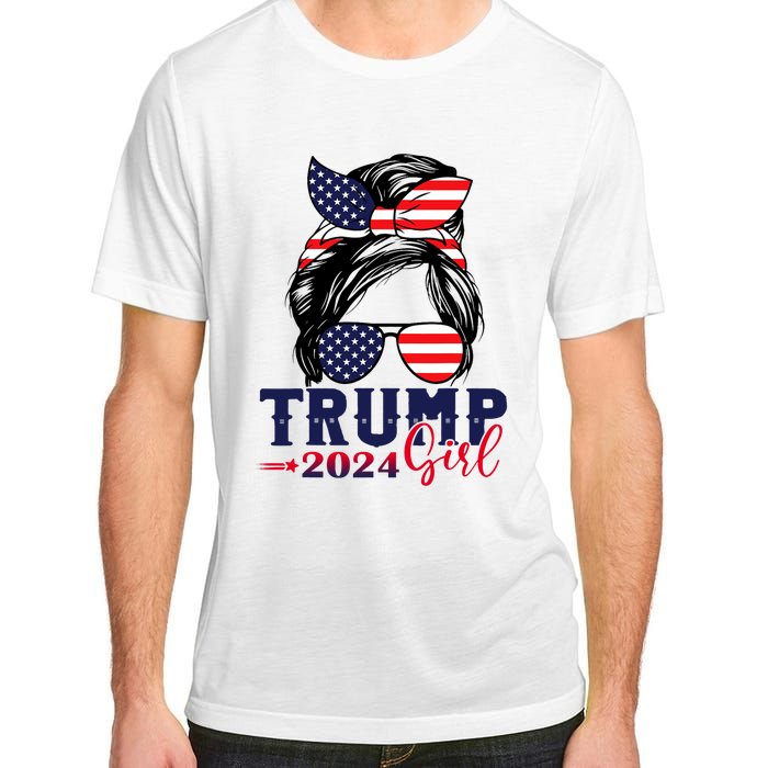 Trump Girl 2024 Messy Bun American Flag Trump 2024 Election Adult ChromaSoft Performance T-Shirt