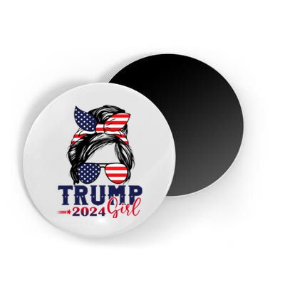 Trump Girl 2024 Messy Bun American Flag Trump 2024 Election Magnet