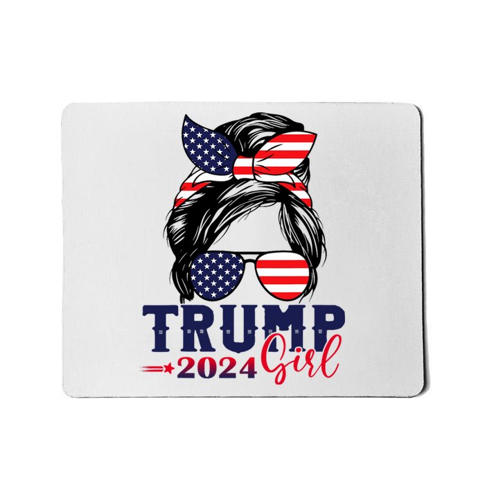 Trump Girl 2024 Messy Bun American Flag Trump 2024 Election Mousepad