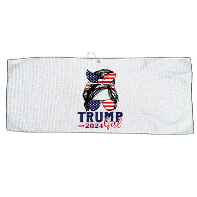 Trump Girl 2024 Messy Bun American Flag Trump 2024 Election Large Microfiber Waffle Golf Towel