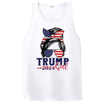 Trump Girl 2024 Messy Bun American Flag Trump 2024 Election PosiCharge Competitor Tank