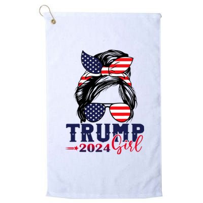 Trump Girl 2024 Messy Bun American Flag Trump 2024 Election Platinum Collection Golf Towel