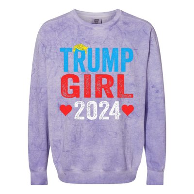 Trump Girl 2024 Cute Trump Flag Colorblast Crewneck Sweatshirt