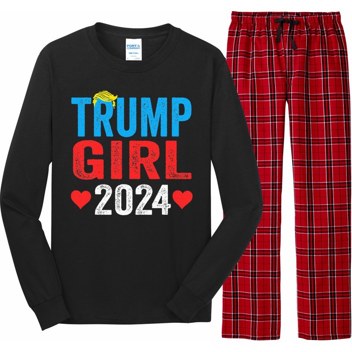 Trump Girl 2024 Cute Trump Flag Long Sleeve Pajama Set